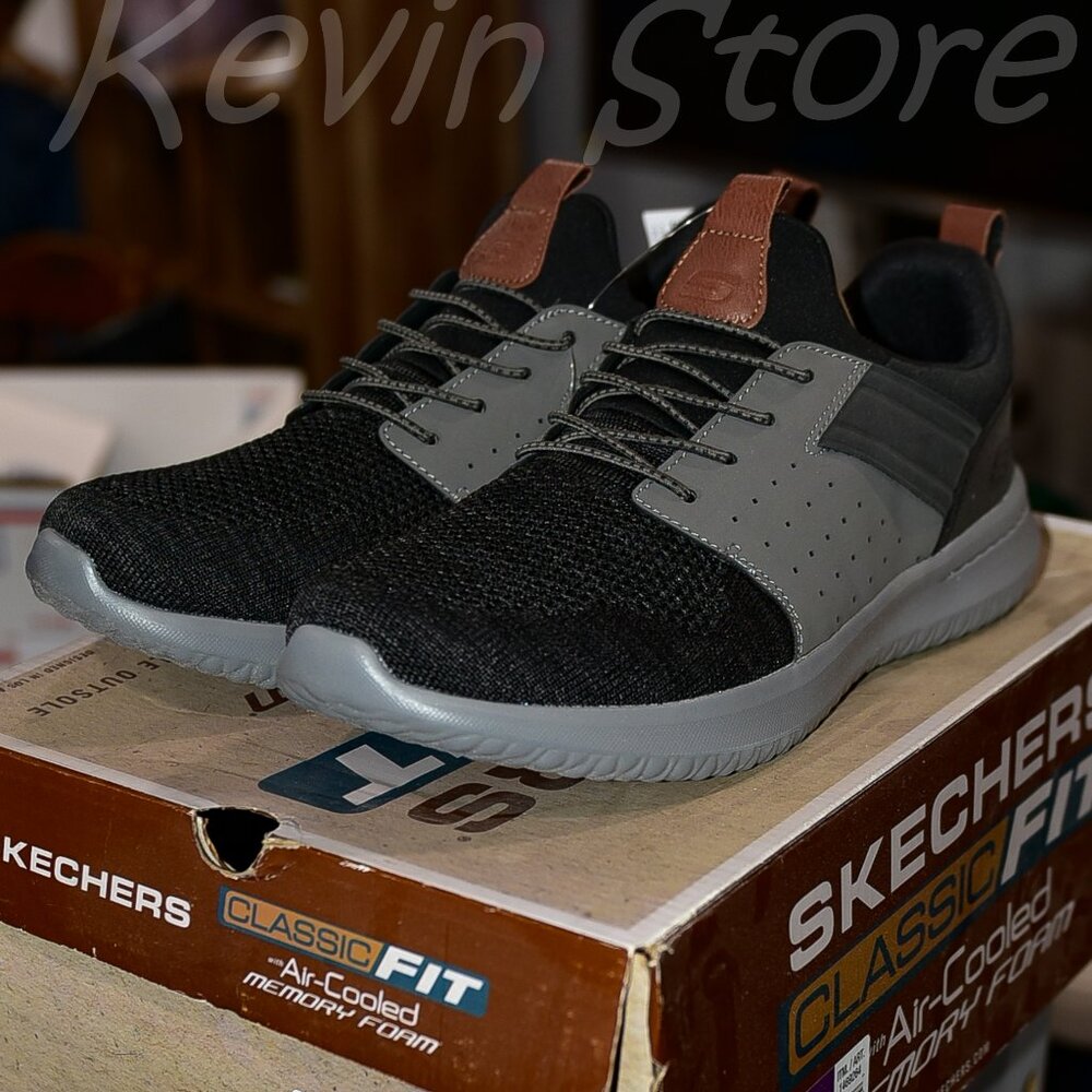 Skechers Men's Delson 3.0 Sneaker‎ Shoes , Black gray